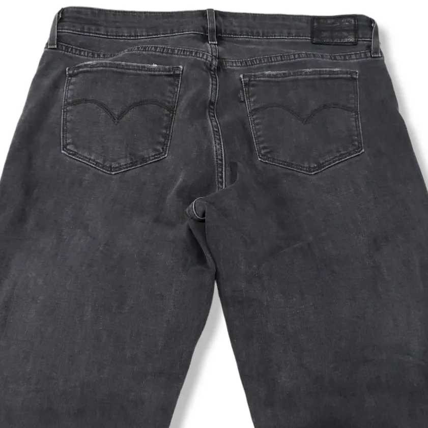 Levi’s 711 Skinny Jeans Size 31 Stretch Denim Pants Cut Raw Hem Faded Black Fading Women's Mid Rise Jeans  - Image 4