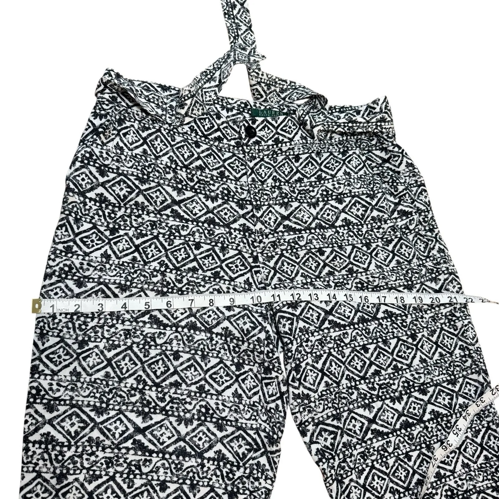 Lauren Ralph Lauren Geometric Print Pants Women Black White Ruched‎ Legs 10 - Image 7