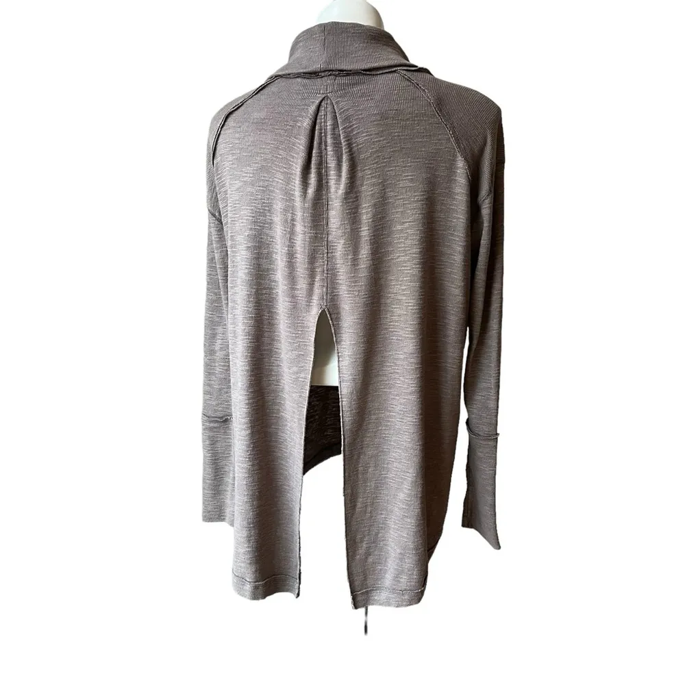 Free People We The Free Taupe Brown Split Back Turtleneck Knit Sweater Size M - Image 10