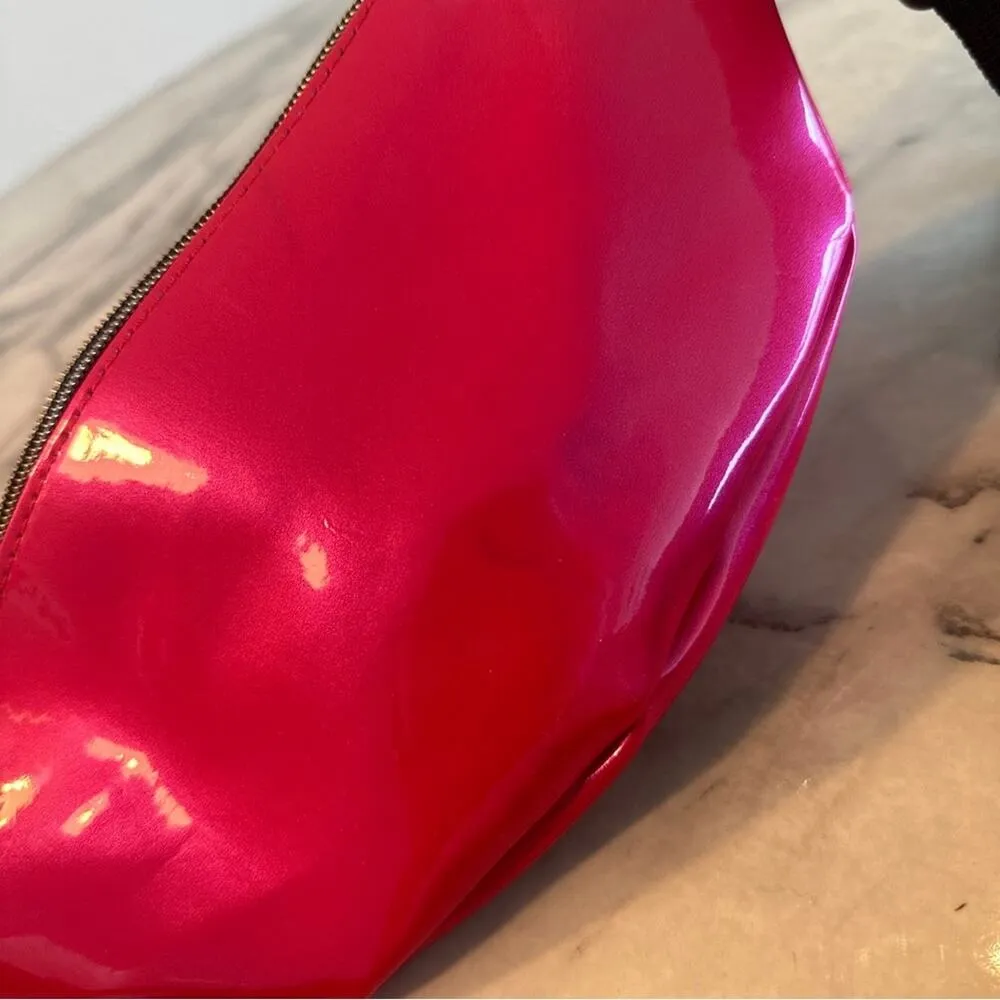 Hot Pink Belt Pack Bag Hip Pack Fanny Shiny Vinyl Leather Adjustable - Image 6