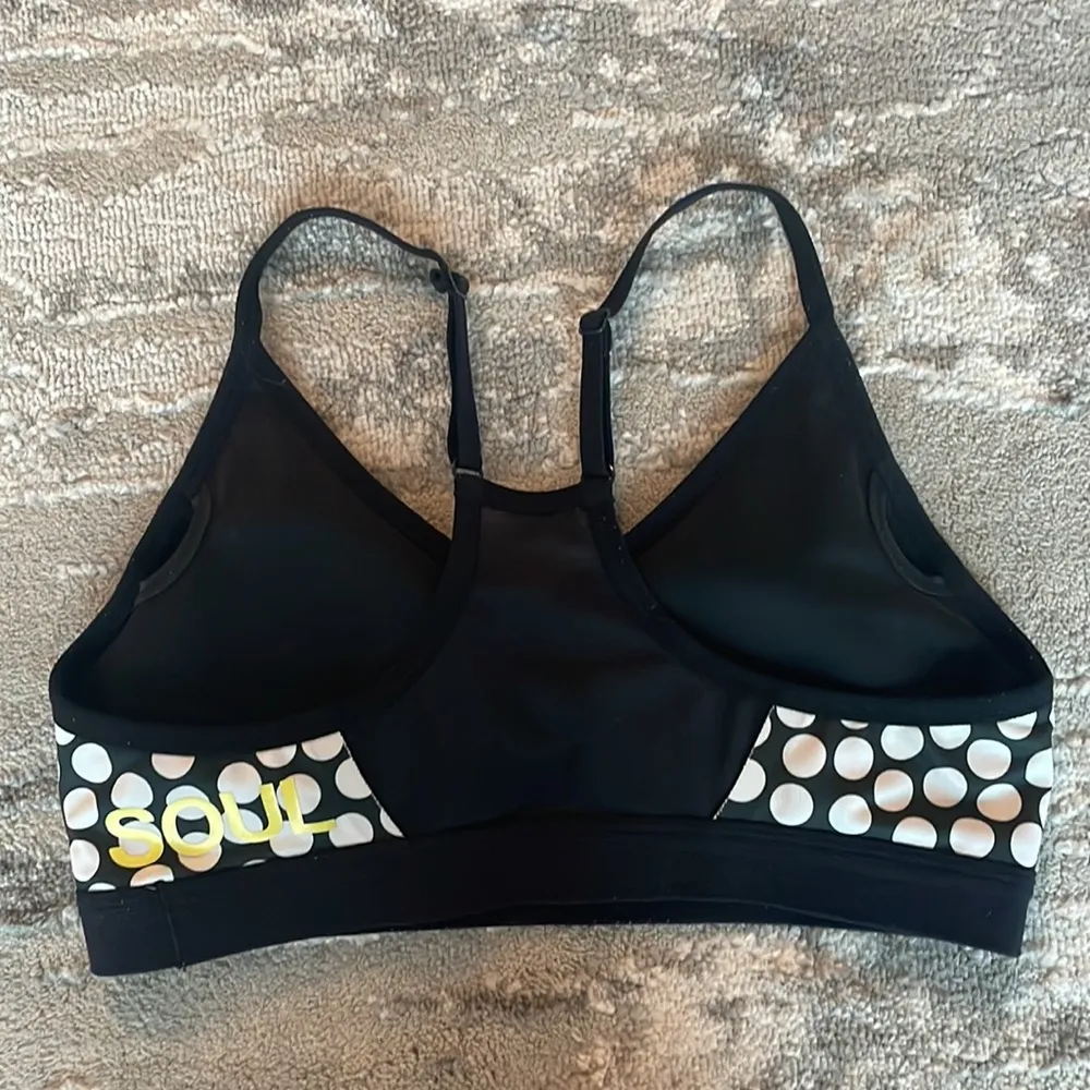 Nike Dri-Fit SoulCycle Black White Polkadot Sports Bra - Image 2