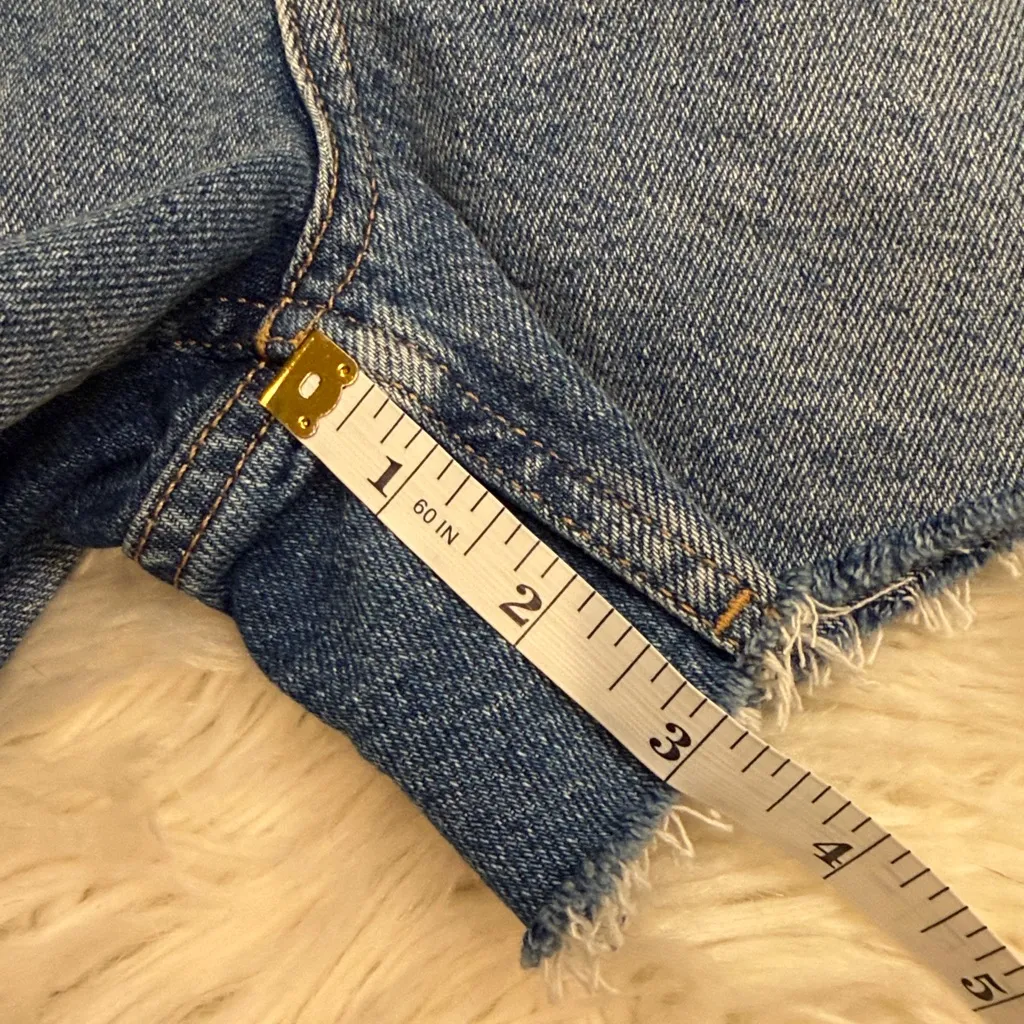 Rails Fairfax high rise cut off cotton denim shorts raw frayed hem 3” inseam 28 - Image 9