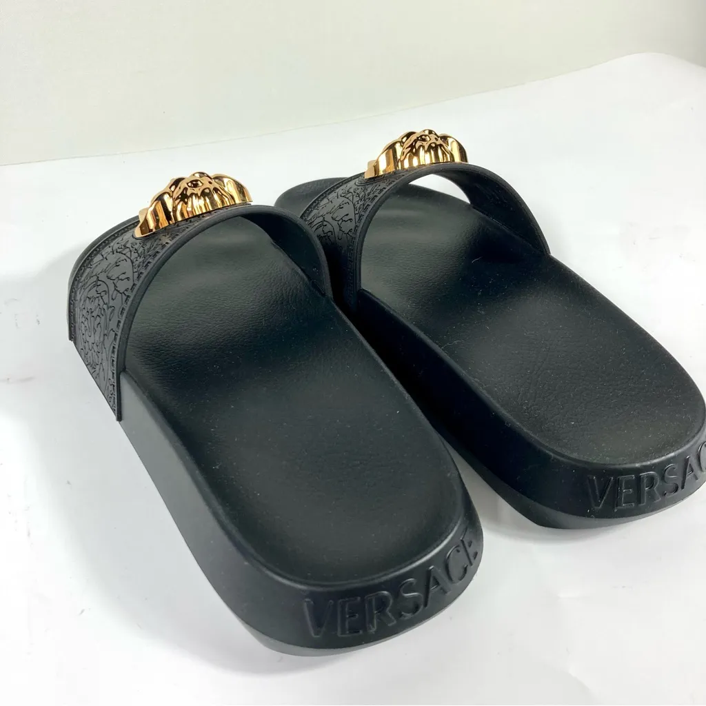 NWB Versace Palazzo Medusa Slide Sandal Black Size 37EU 1009461 DGOM8 KVO41 - Image 7