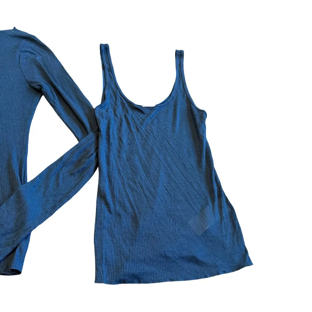 Abercrombie & Fitch Two Piece Set Tank Top Long Sleeve Shirt Ribbed Size Small - Image 4