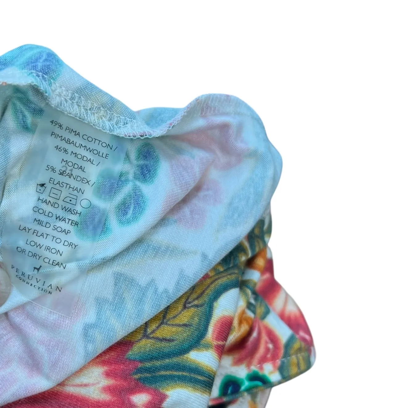 Peruvian Connection Carnaval Dress Maxi Tiered Jersey Floral Print Size Large - Image 13