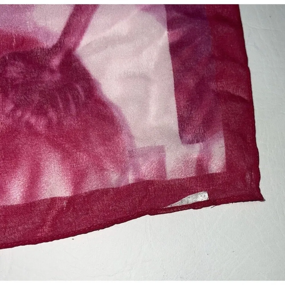 Square Scarf 19" Fuchsia Hot Pink Floral Semi Sheer Womens Ladies Silky - Image 10