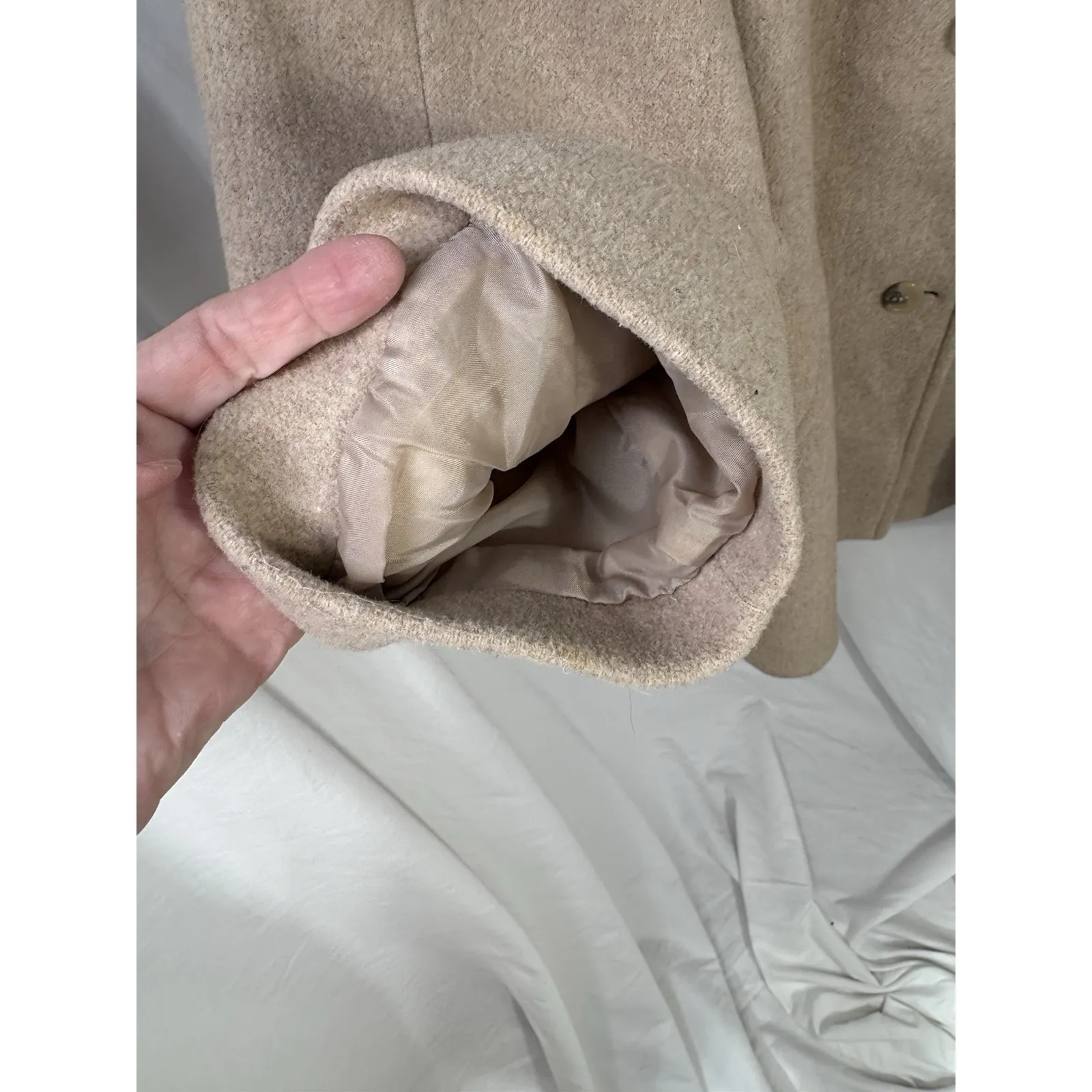 East‎ 5th Women's Wool Blend Coat Size 3Xl Beige Button Front Mid Length Pockets - Image 6