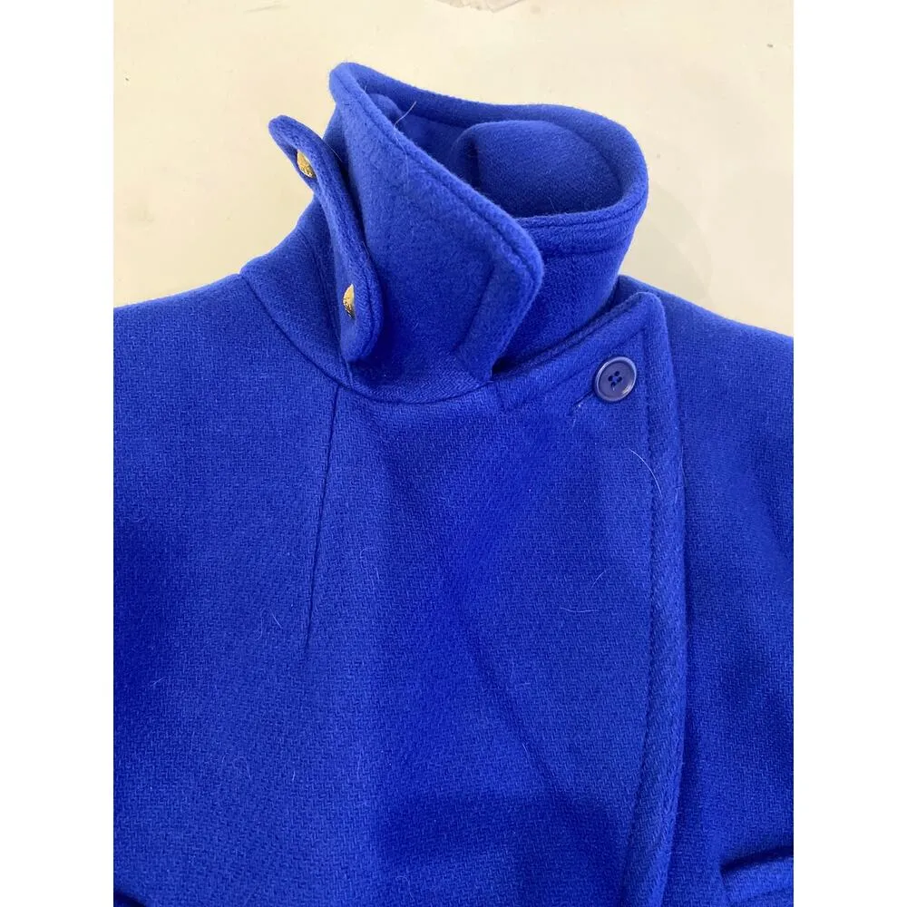 J Crew Cobalt Blue Thick Wool Nello Gori Peacoat EUC Sz 8 Gold-Tone Buttons - Image 10