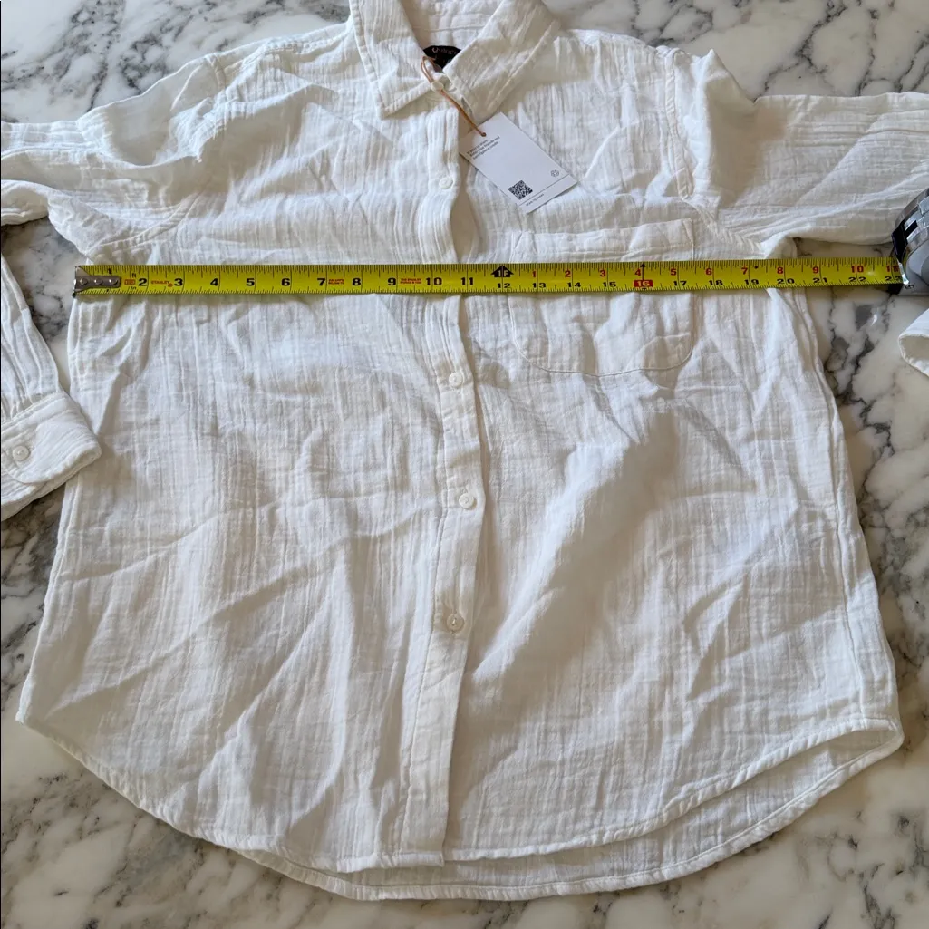 NWT Quince White Cotton Gauze Long Sleeve Shirt Sz XS - Image 5