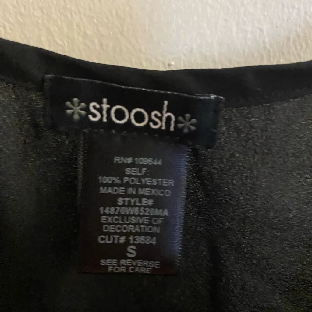 Stoosh Womens Black Cami Camisole Tank Top S Small Bust 34” Crochet Tassel Trim - Image 3