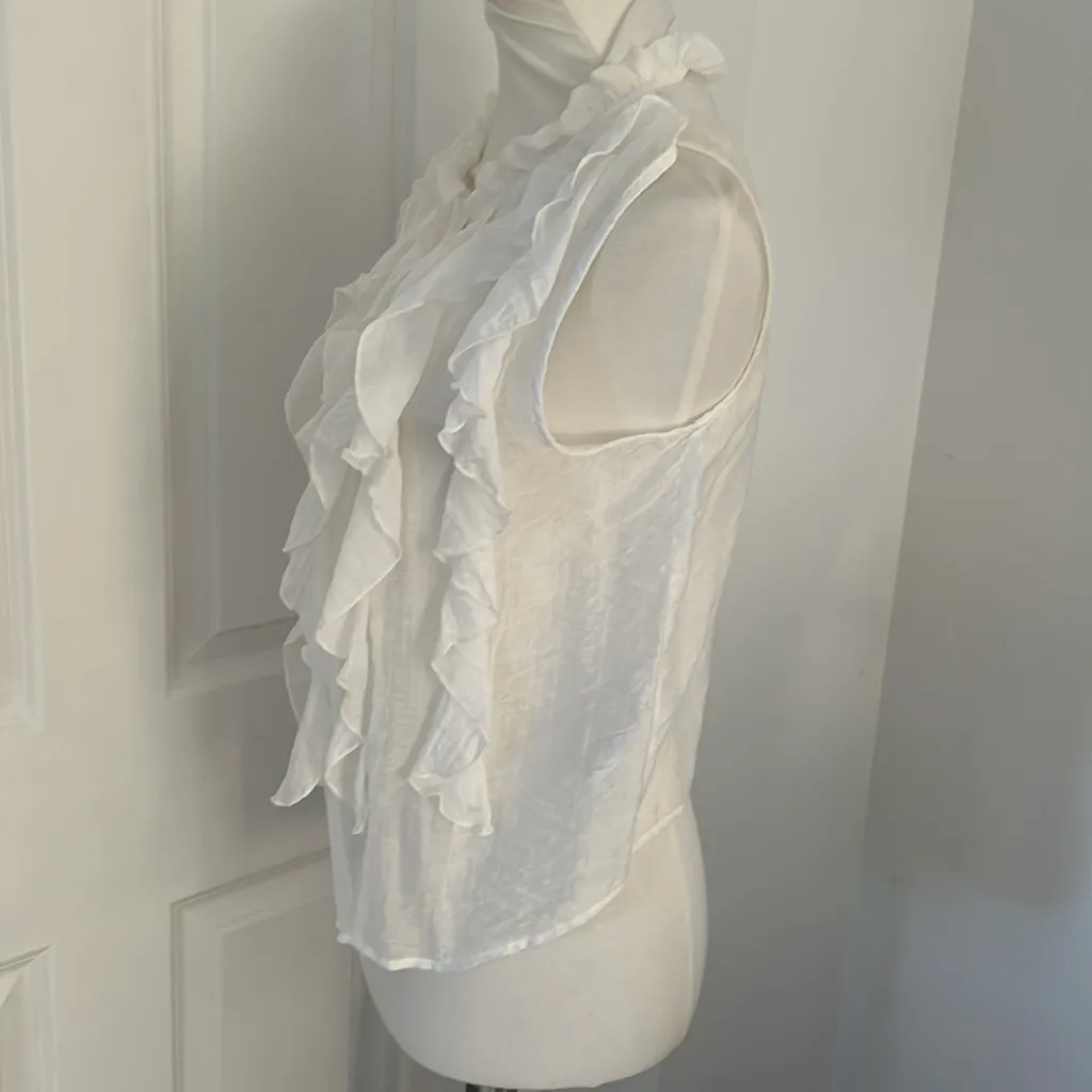 Zara White Ruffle Sleeveless Blouse - Image 2