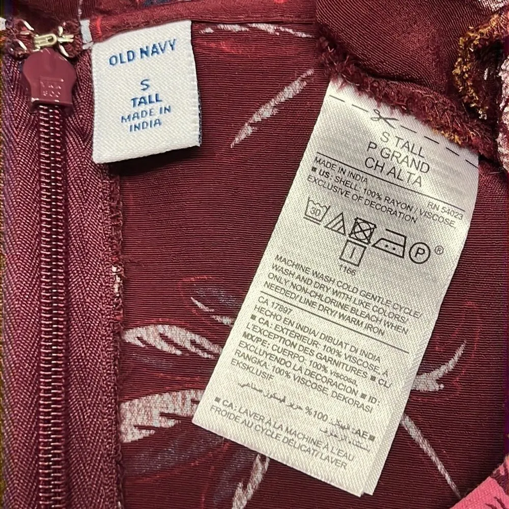 Old Navy Brick Red Floral Sundress with Key Hope Cutout- Small Tall - Image 8