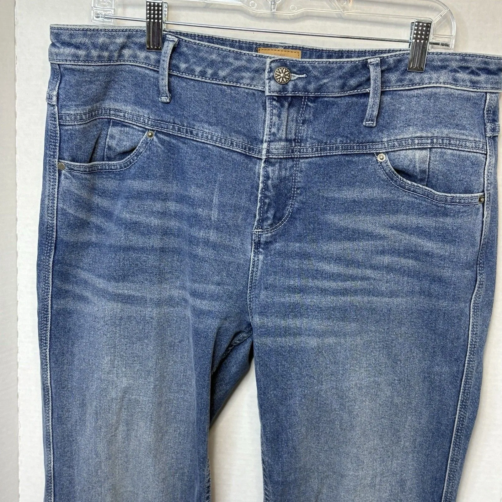 Driftwood Flare Leg Farrah Tonal Jeans Womens 32x33 Frayed Hem Boho Hippie EUC Blue Size undefined - Image 2