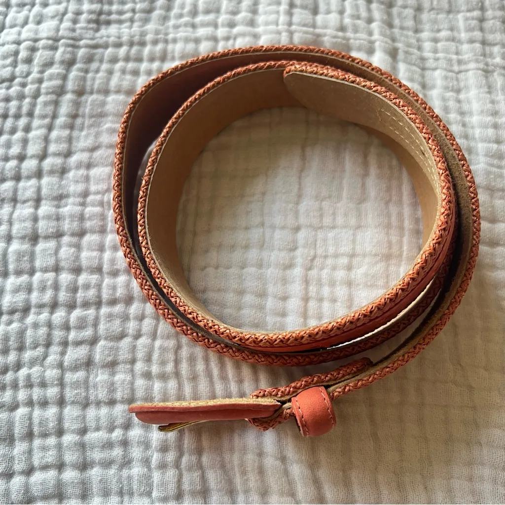 TALBOTS woven belt coral peach Women’s‎ SIZE XL pop of color - Image 6