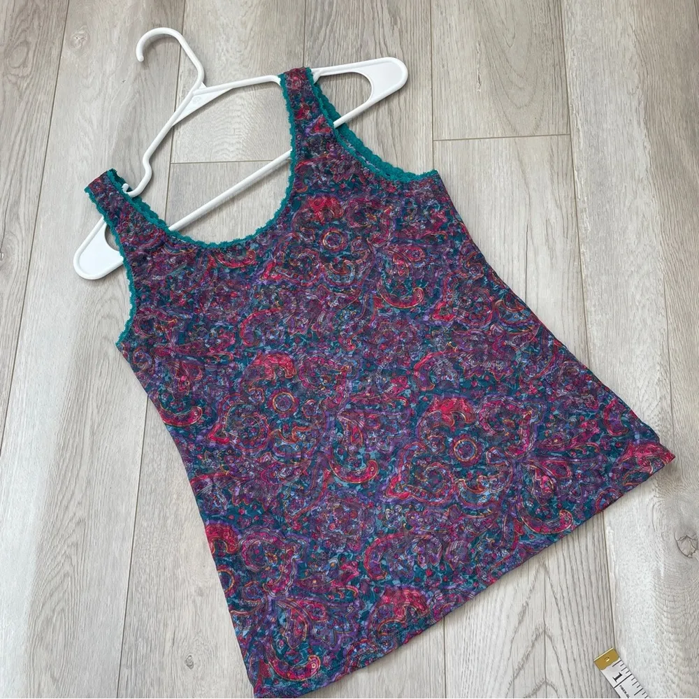 Vintage Lace Tank Top Paisley Purple Blue (medium) y2k retro funky grannycore - Image 4
