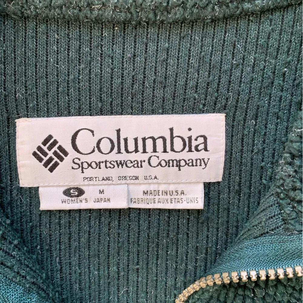 Vintage Dark Green Columbia Fleece Zip Up Jacket S - Image 2