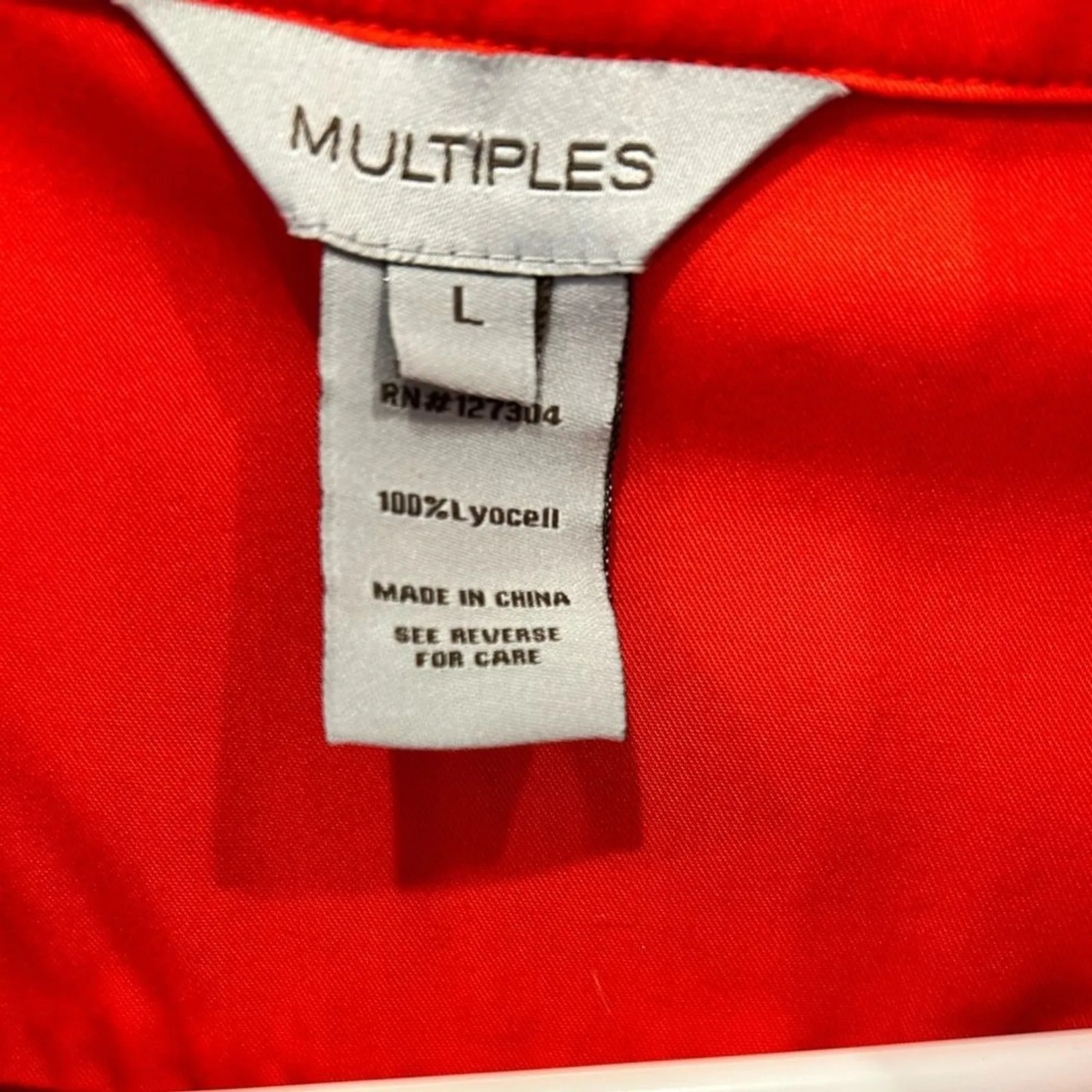 Multiples  Womens Orange Button Down Long Sleeve Tie Front Shirt Lyocell Sz L - Image 7