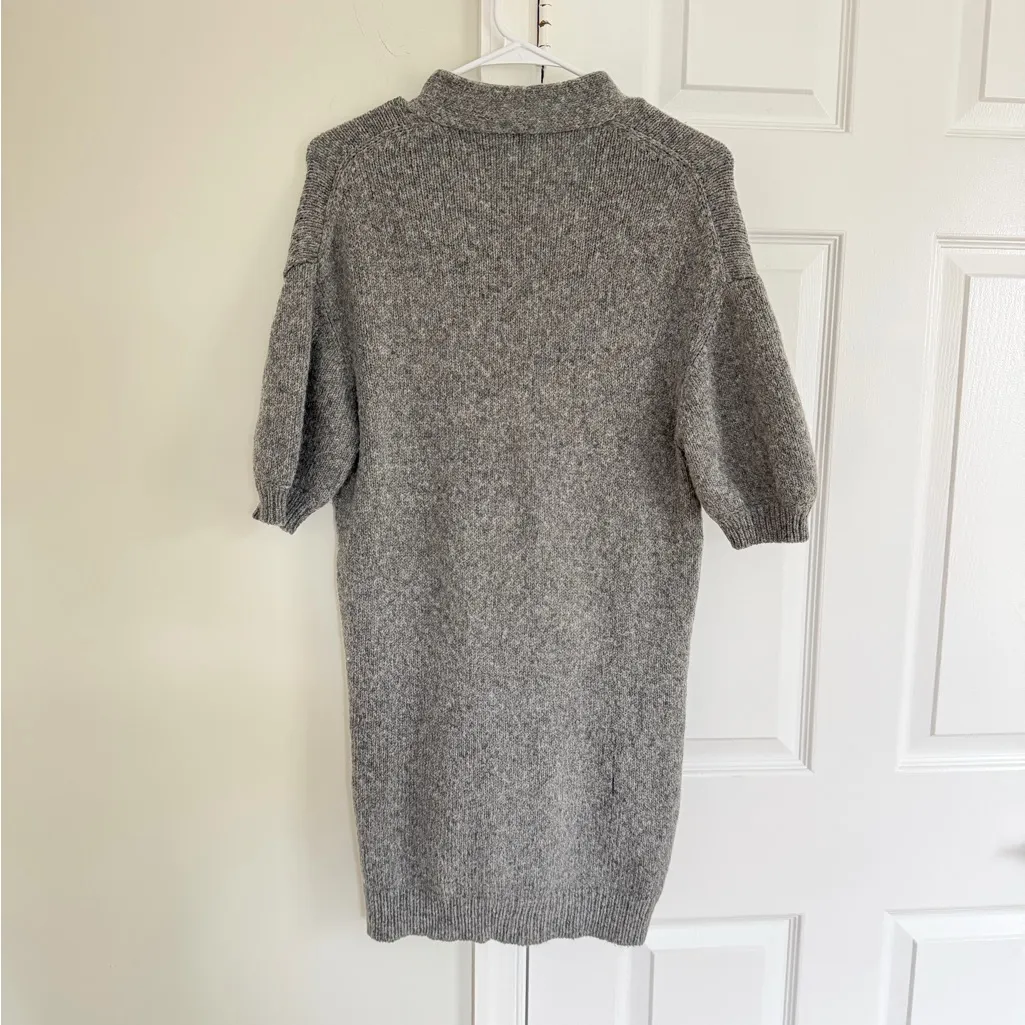 Vince Cardigan Long Sweater Small Alpaca & Wool Blend Gray Short Sleeve Preppy - Image 6