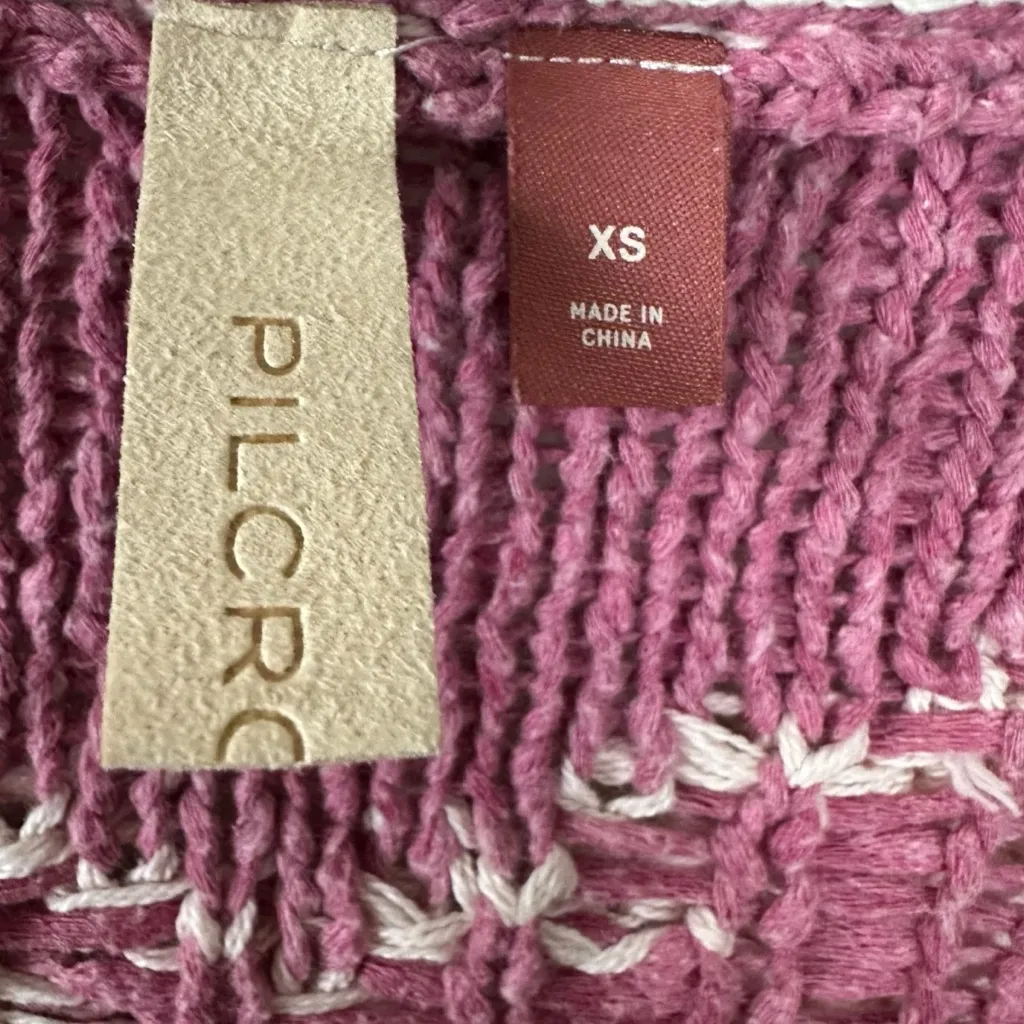 Anthropologie Pilcro Yin Yang Icon Heart Cardigan in Pink Size XS Spring Preppy - Image 10