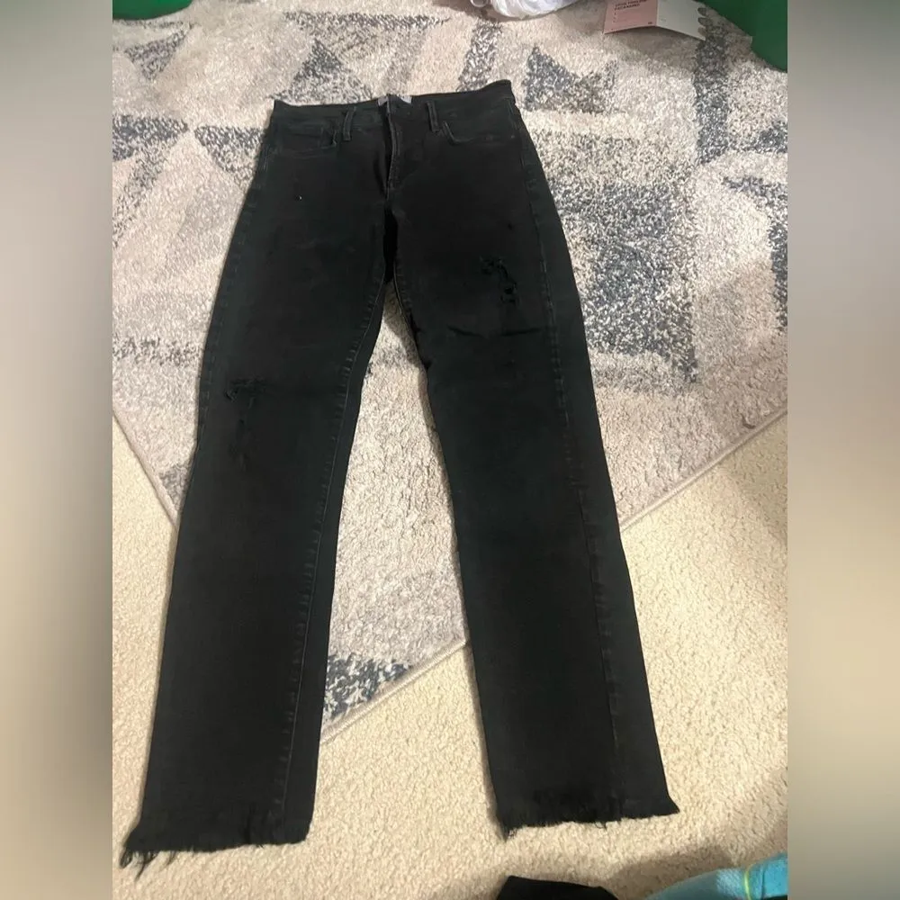 Agolde black distressed jeans raw hem 26 - Image 5