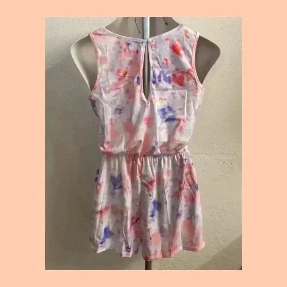 🆕Lightweight Lavender Peach Tie Dye Romper M🆕 Orange Size M - Image 5