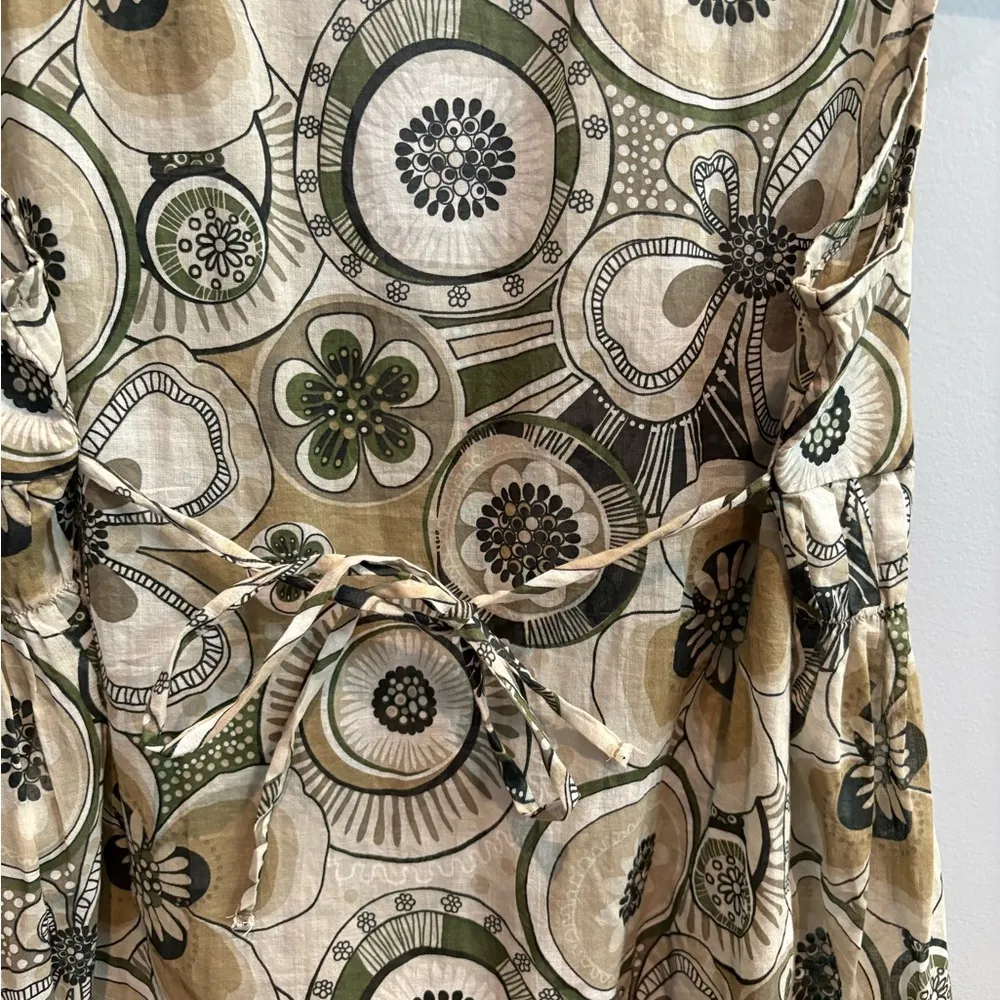 Vintage United Colors Of Benetton Khaki Floral Camisole Top in Size M - Image 5