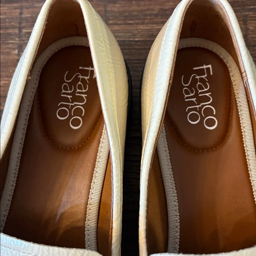 Franco Sarto Bazel Balin Lug Sole Penny Loafer Cream Crinkle Patent Size 9.5 - Image 4