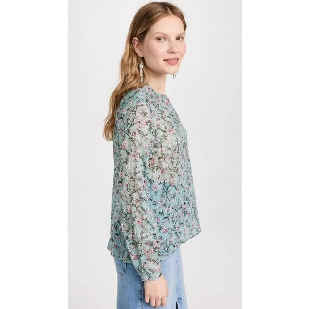 💕ISABEL MARANT ETOILE💕 Maria Blouse ~ Almondgreen Floral Print 34 - Image 4