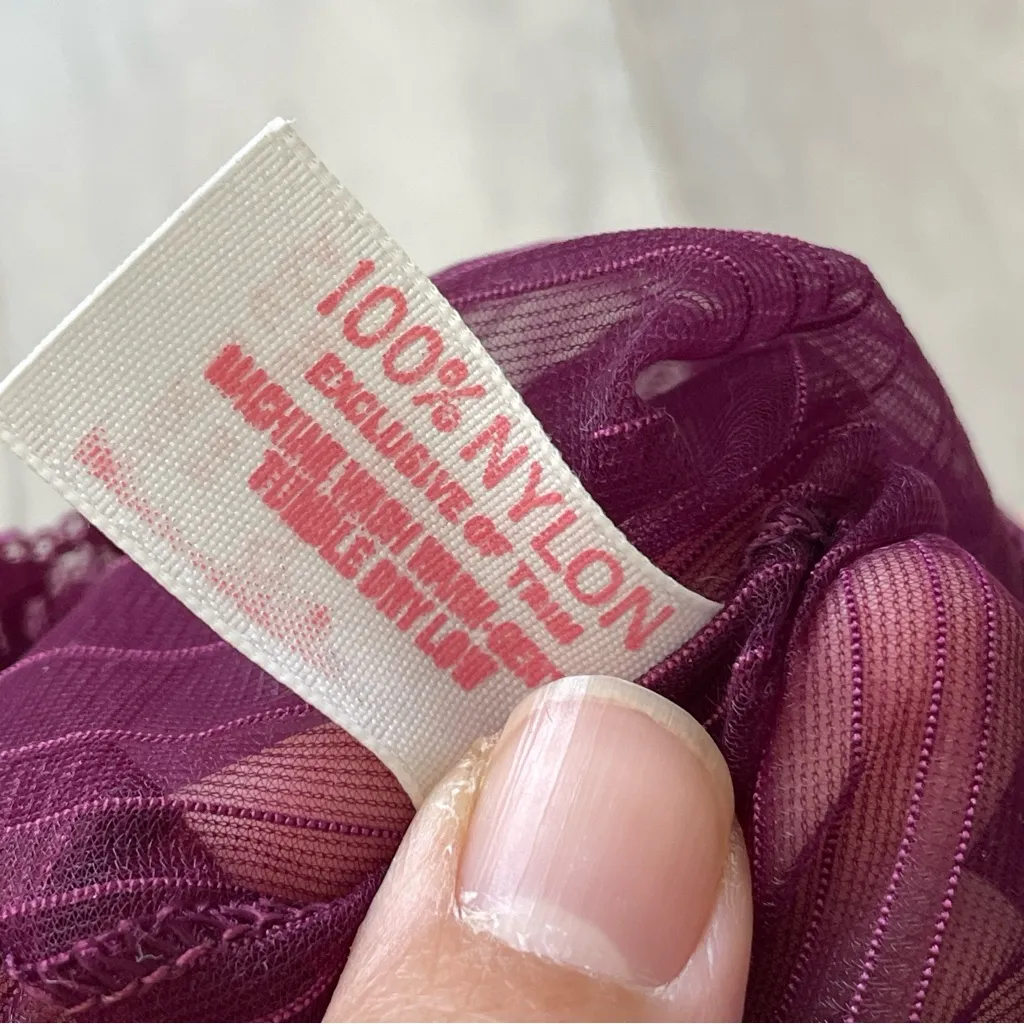 Vintage Lace Bodysuit striped sheer womens Purple (small) lingerie sexy y2k - Image 5