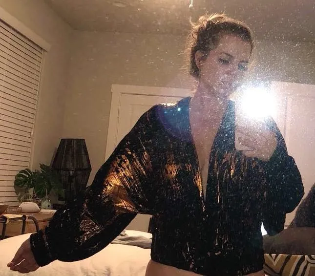 Blue Life Metallic Black Low Cut Wrap Top - Image 2