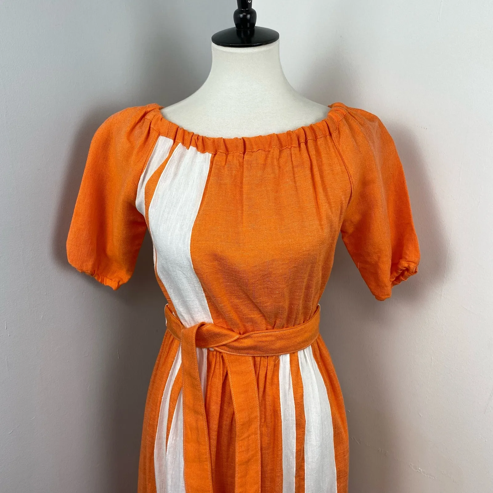 LemLem Hand Crafted Zoya Orange Stripe Maxi Short Sleeve Beach Dress Small NEW - Image 2