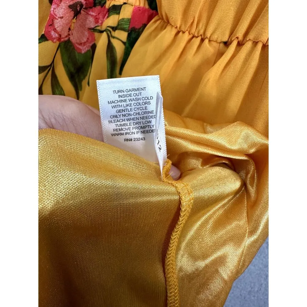 New York And Company Maxi Dress Womens XL Petite Floral Yellow‎ Resort Boho Yellow Size undefined - Image 7