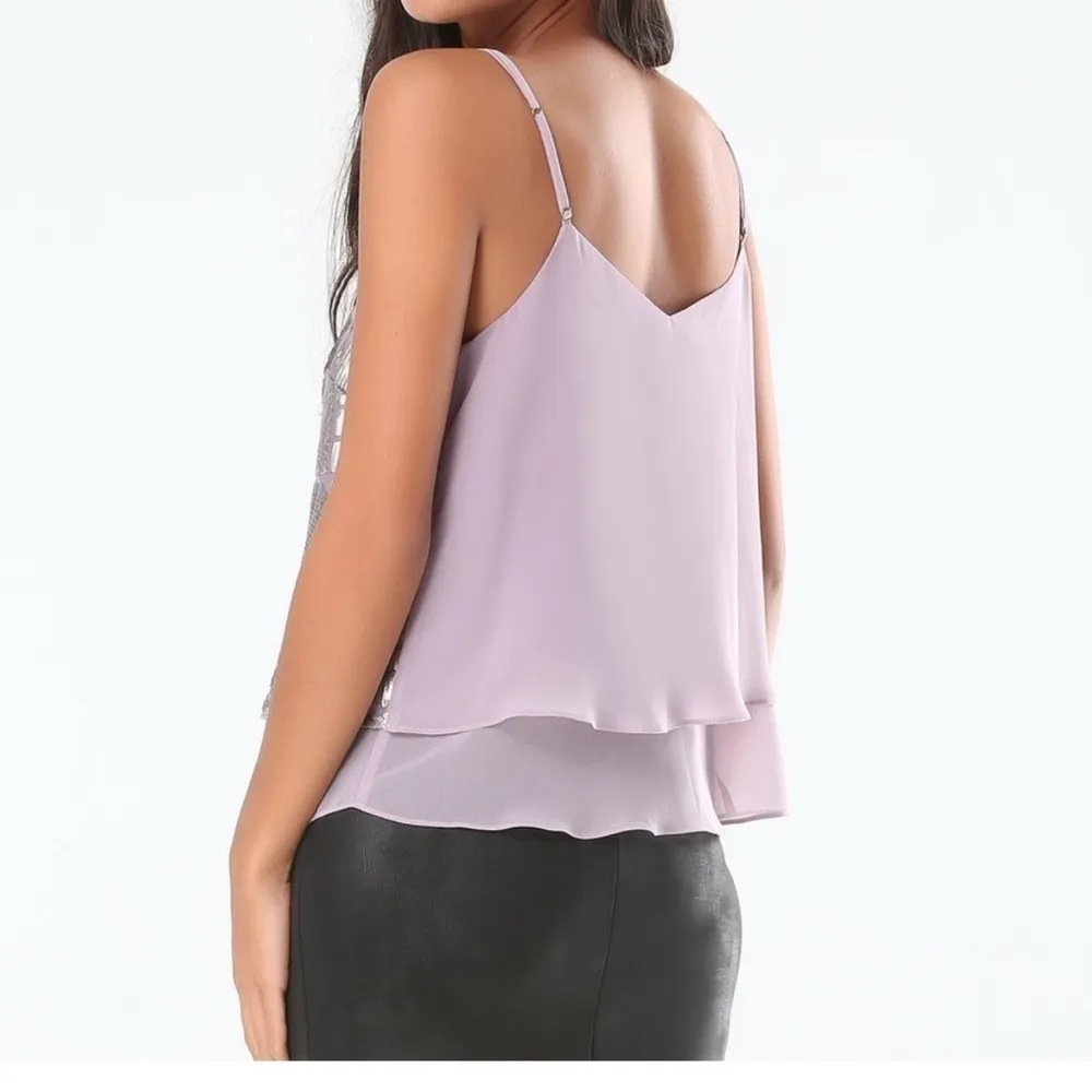 Bebe NWT  Metallic Geo Sequin Cami M - Image 4