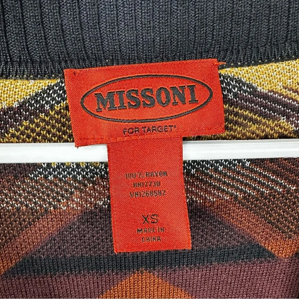 Missoni For Target Classic Chevron Striped Open Front Long Line Cardigan Sz XS Brown - Image 6