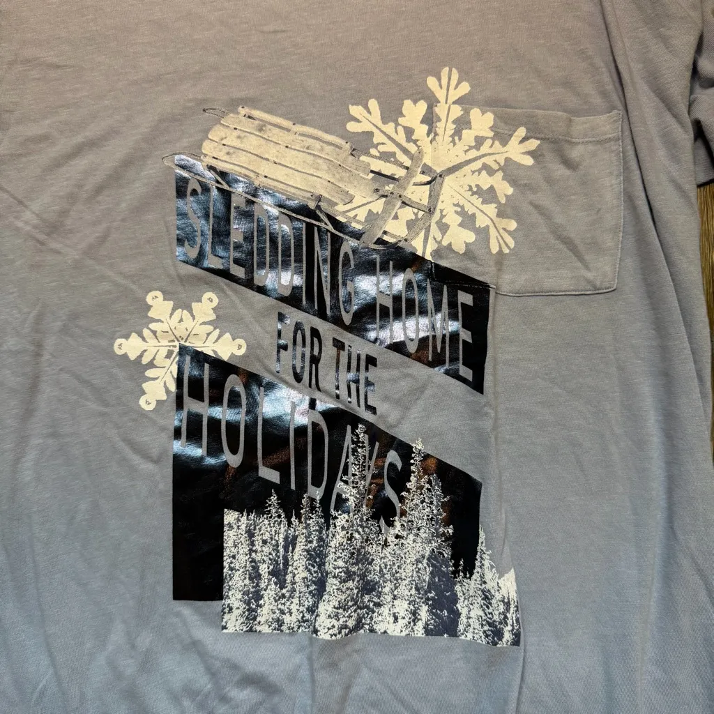 NWT Offline by Aerie Sledding Home for the Holidays Blue Winter Snowflake Tee - Image 3