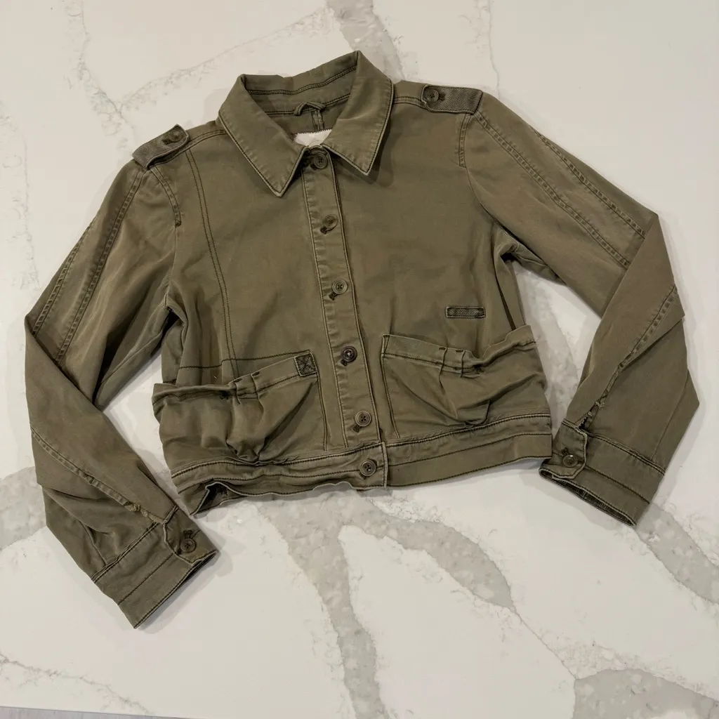 Hei Hei Anthropologie Military Cropped Utility Jacket Women’s Small Petite Green Size undefined - Image 2