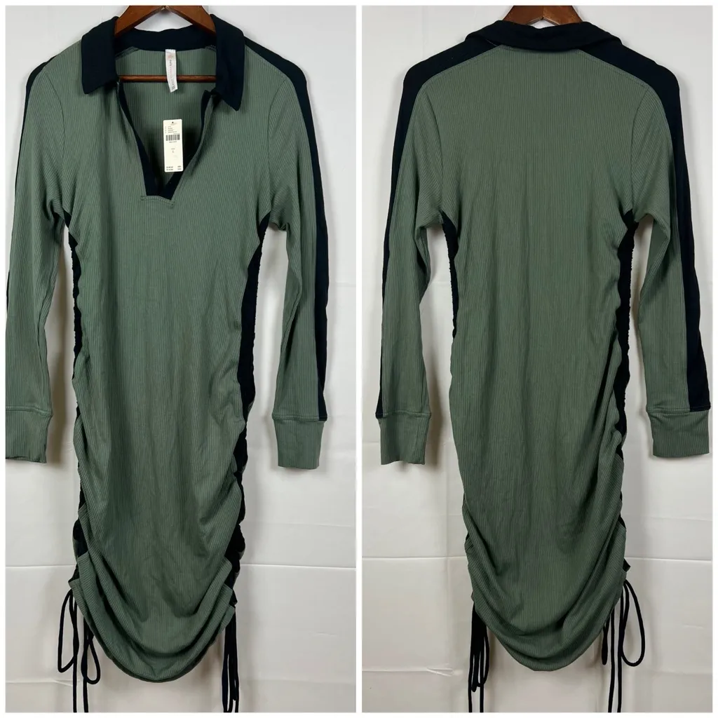 Daily Practice by Anthropologie Long-Sleeve Colourblock Polo Midi Dress Sz L - Image 4