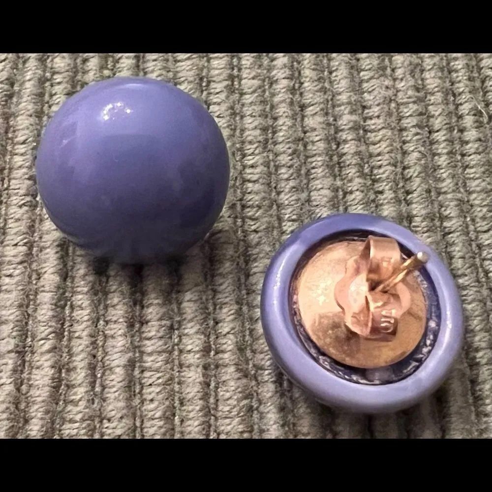 5 pair of blue colored earrings flower heart and dots gently used Blue - Image 9