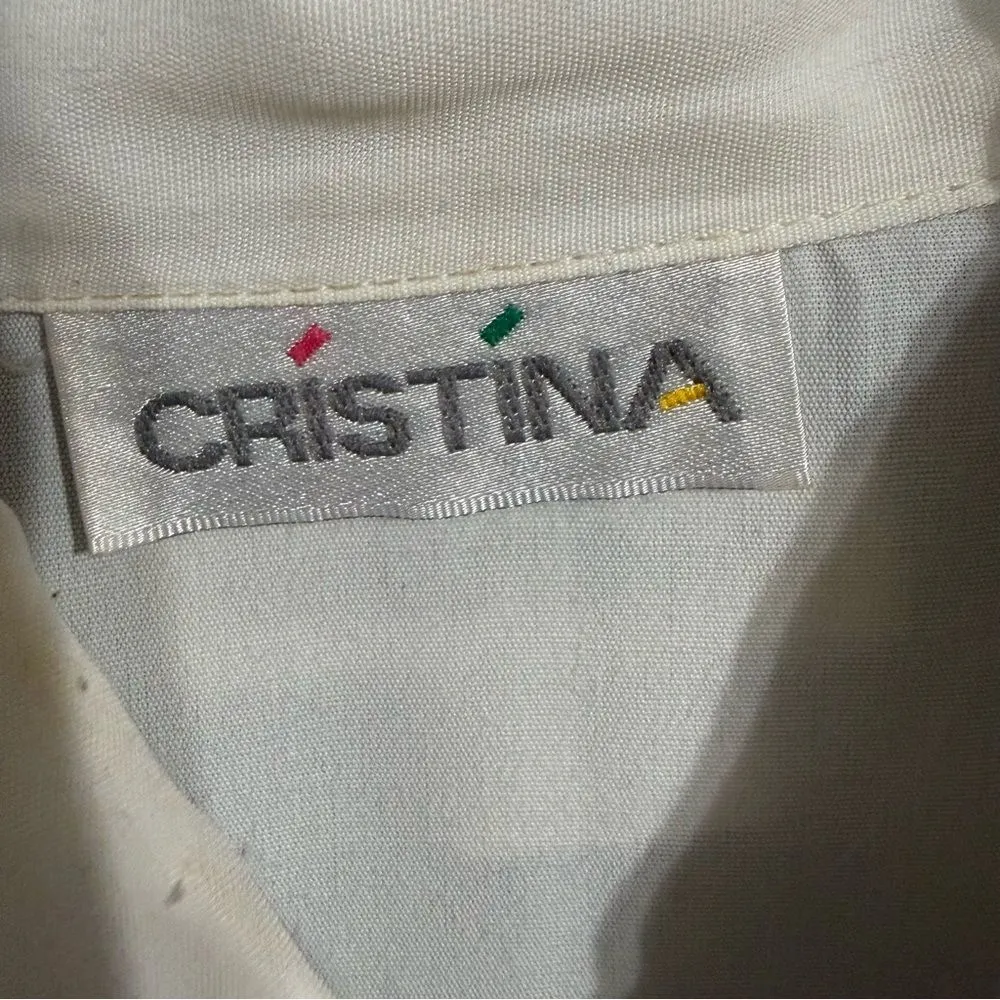 Christina Black and Gold Women's Button Down‎ Shirt White Size M - Image 3