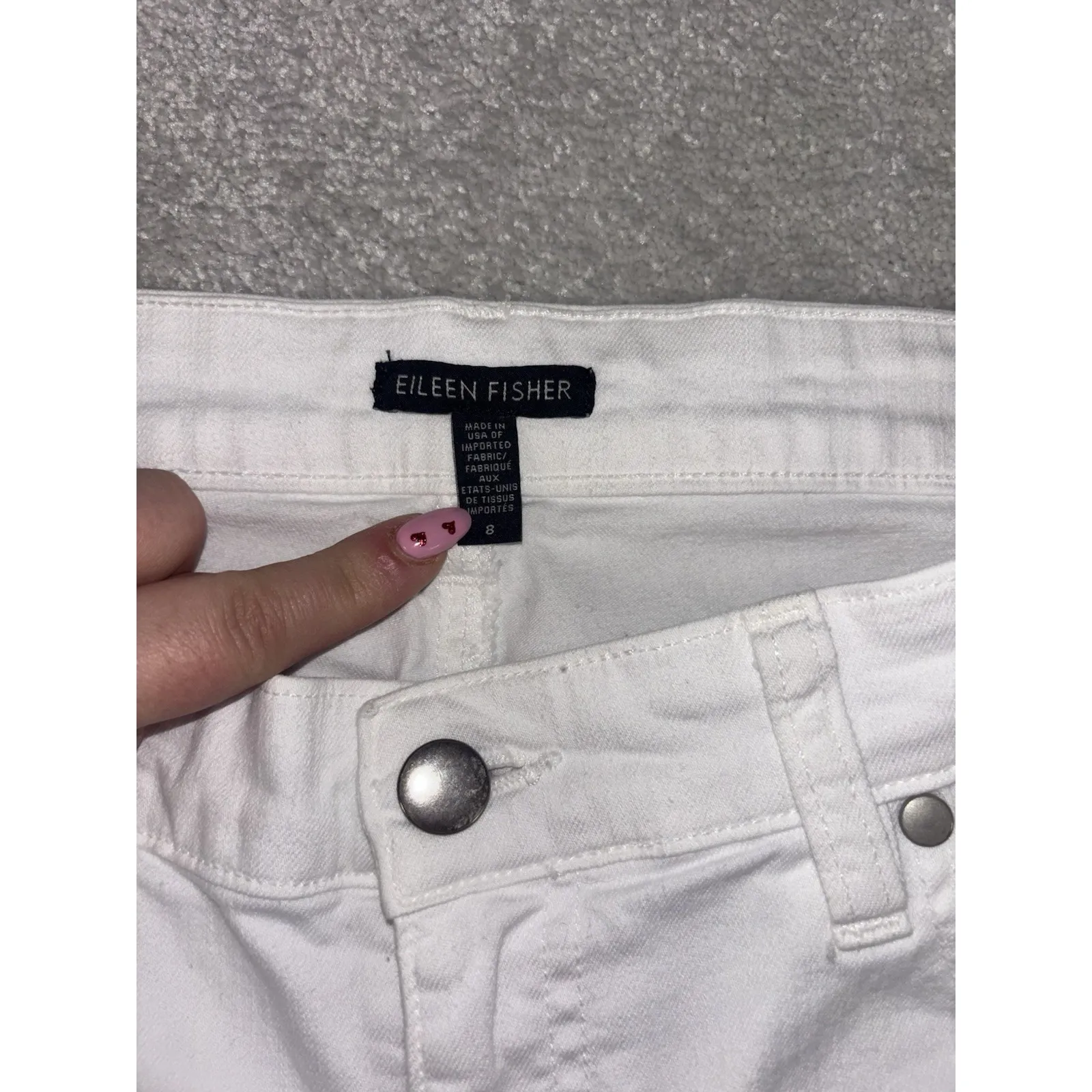 eileen fisher slim straight leg jeans white 8 organic cotton - Image 3