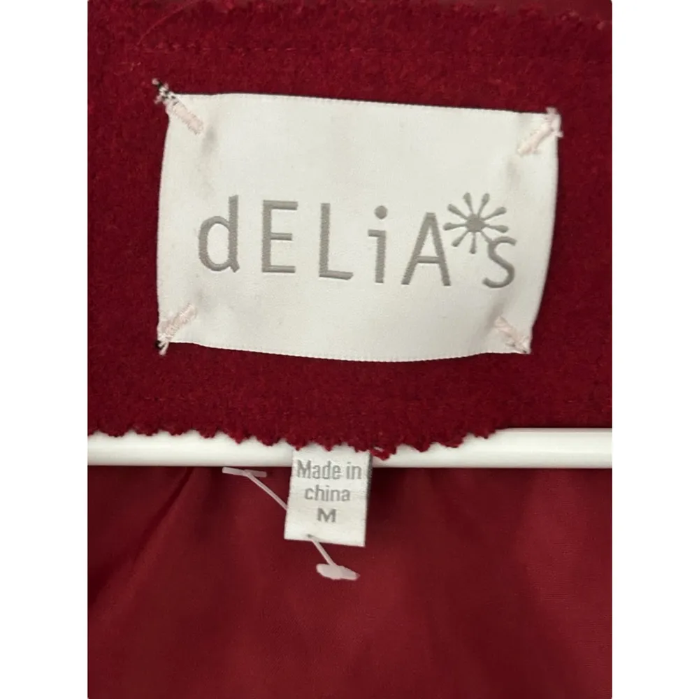 Delia's Burgundy Coat Women's Size Medium - Image 2