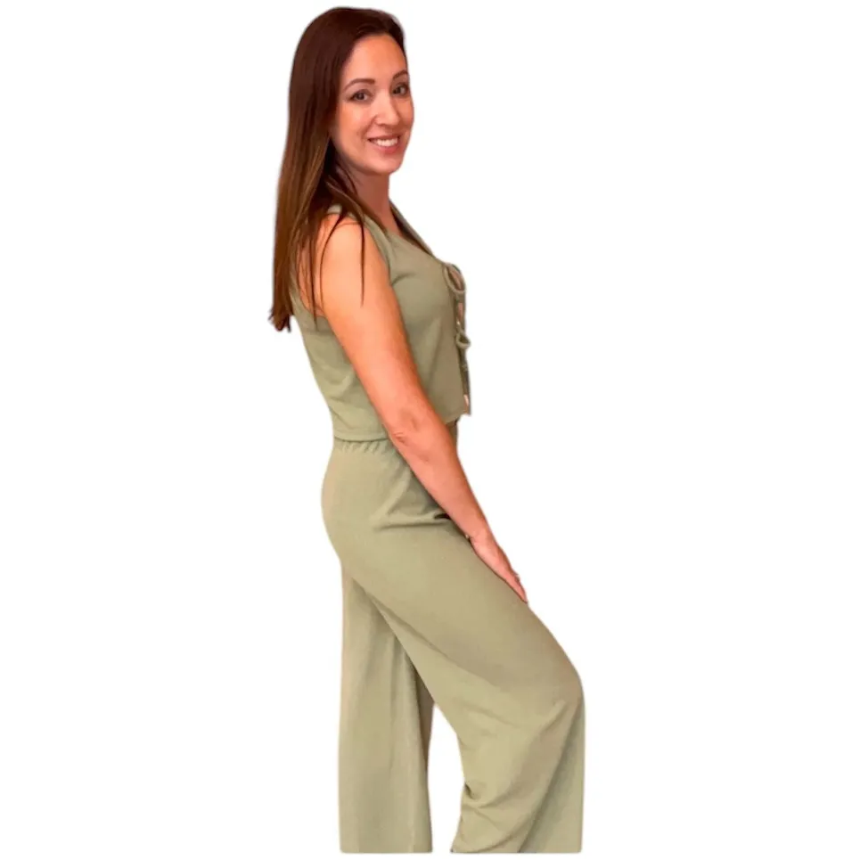 LAST PAIR!! Charlize Sage Green Knit Pants Size Large - Image 3