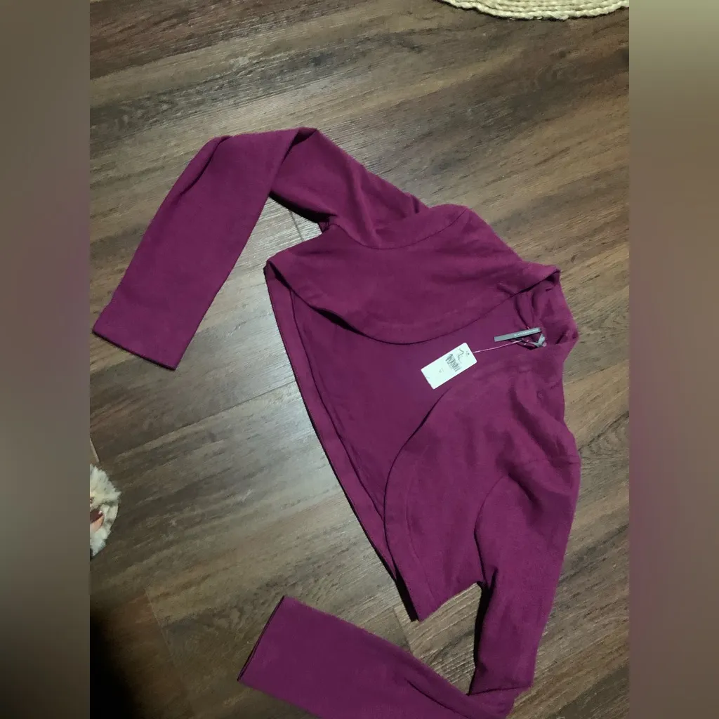 NWT Anthropolgie purple cropped Bolero jacket sweater casual fall classic knit - Image 2