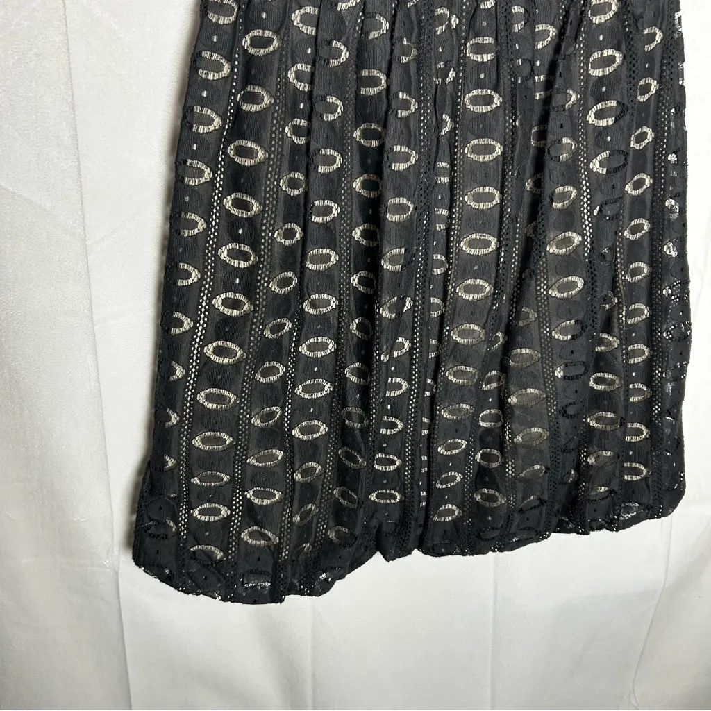 Yigal Azrouel Black Lace Bejeweled Cotton Silk Lined Leather Trim Mini Dress 6 - Image 6