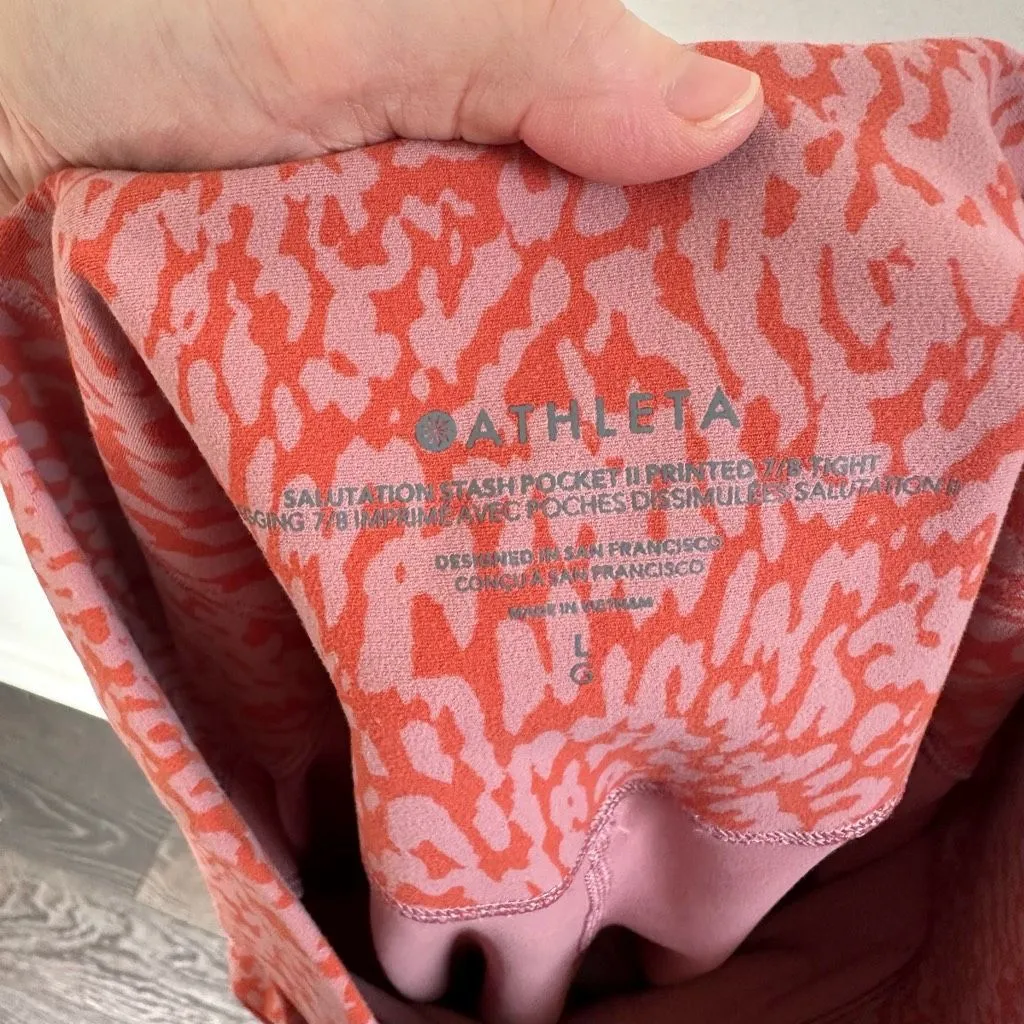 Athleta Women’s Large Orange Patterned Salutation Stash II Pocket 7/8 Tight - Image 5