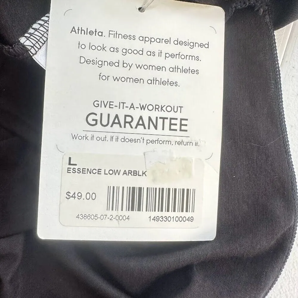 ATHLETA Size Large Black Essence Low Arm Athletic Tank Top Athleisure Yoga Basic - Image 4