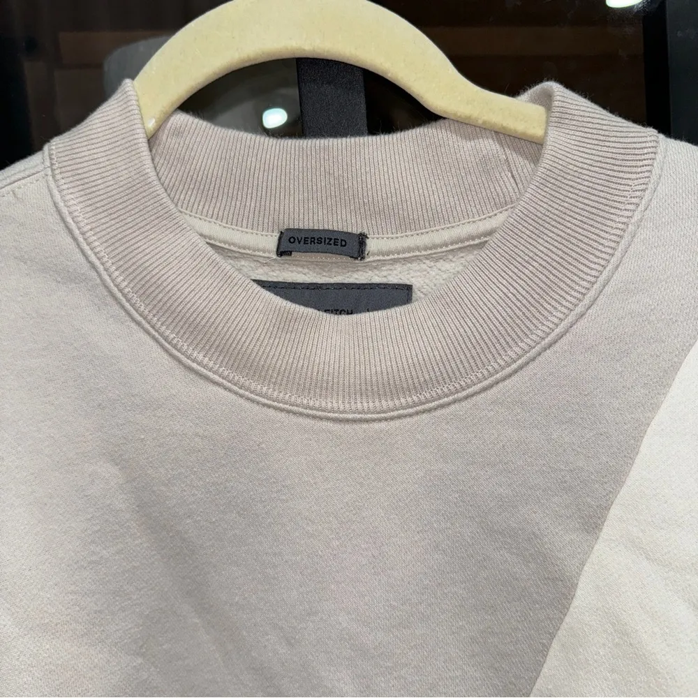 Abercrombie soft a&f crewneck oversized sweatshirt pullover beige two tone block - Image 5