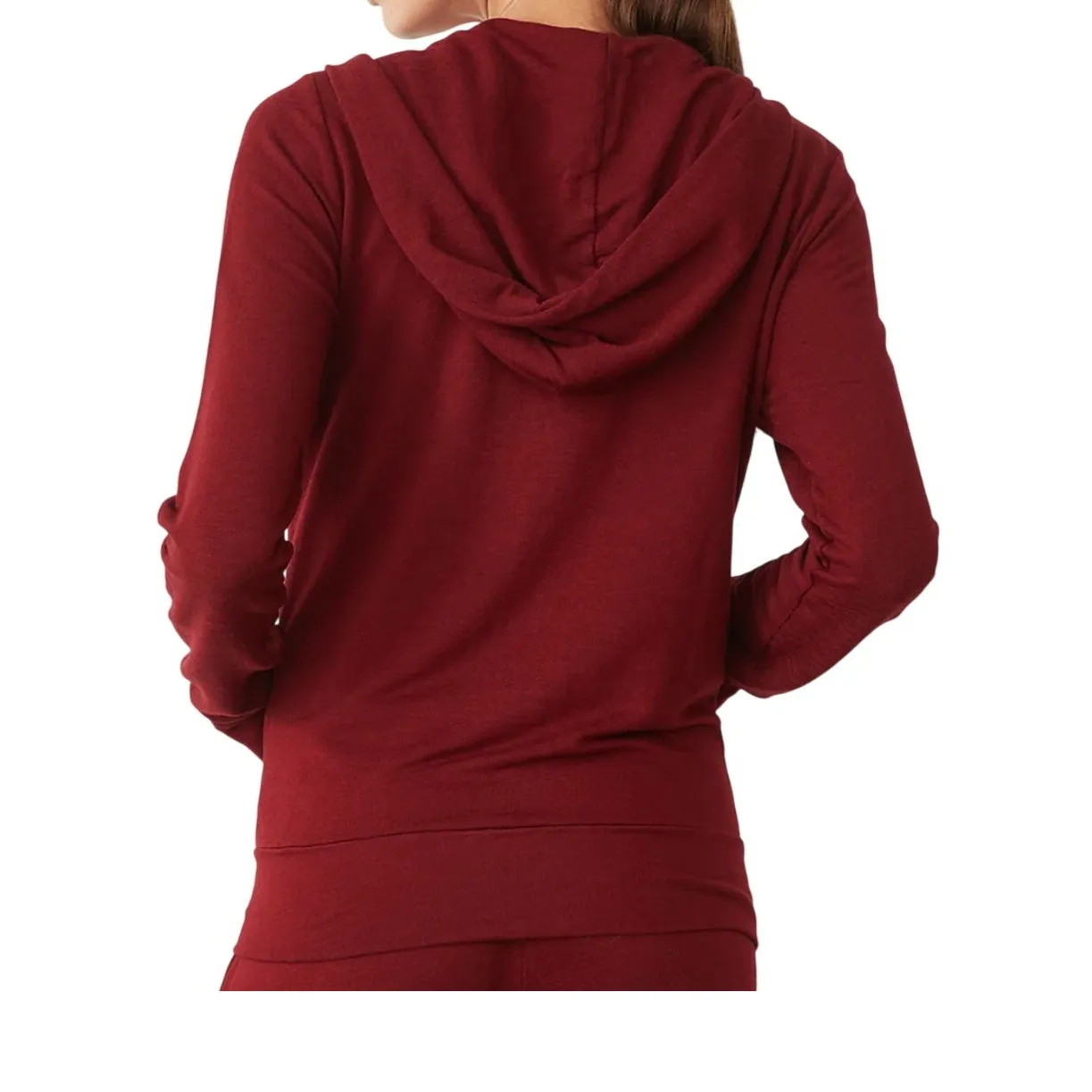 Monrow Supersoft Zip Up Hoody Womens M Maroon Red Hoodie Sweatshirt Full Zip Size M - Image 6
