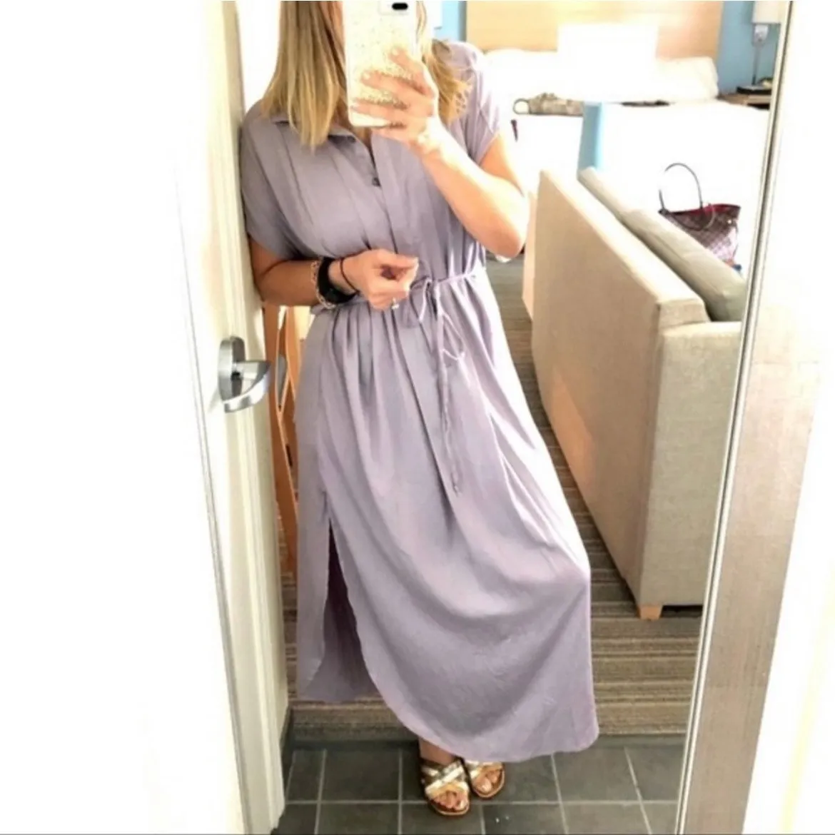 Young Fabulous&Broke Lilac Lavender Sleeveless Shirt Dress Sz.M - Image 5