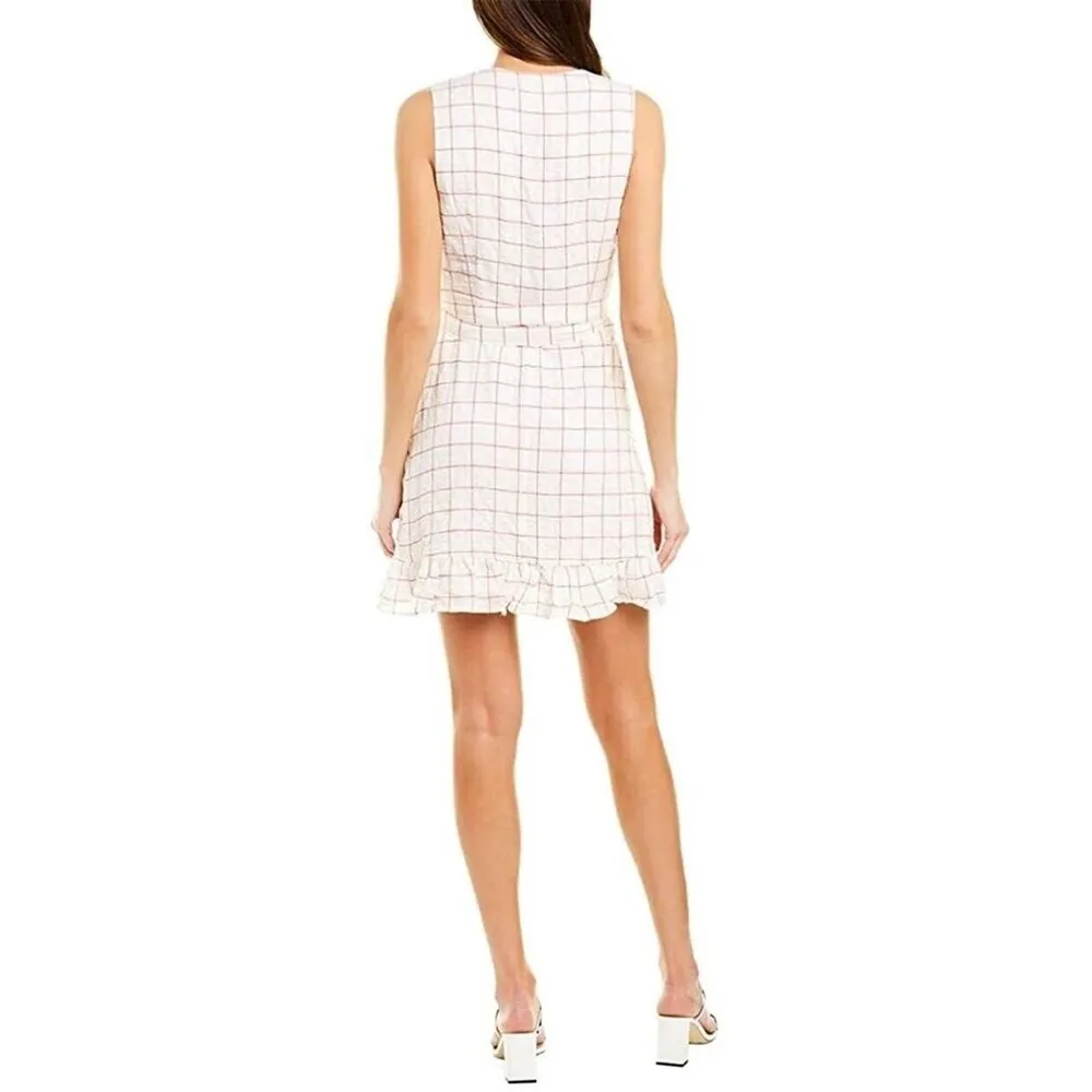 Wayf Josie Red White Checker Wrap Dress Sleeveless Belted Casual Summer XS Mini - Image 2